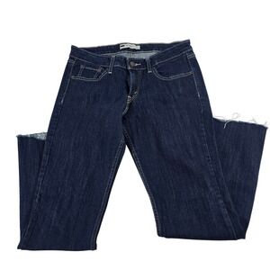 Levis 518 Superlow Dark Wash Raw Hem Bootcut Jeans Womens 9M Low Rise Denim